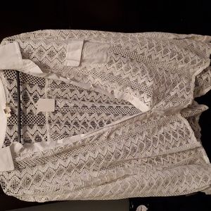 White, long sleeve, Button down, size Medium